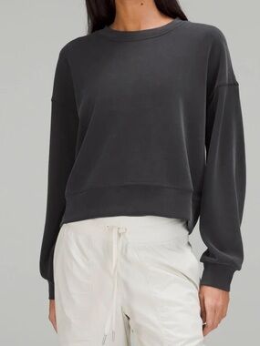 lululemon athletica Charcoal Grey Cropped Crewneck Sweatshirt